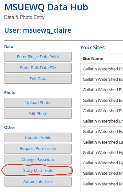 data hub data and photo upload main page