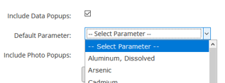 selecting a parameter for data popup navigation