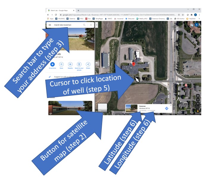 coorseponding image for instructions for locating well coordinates